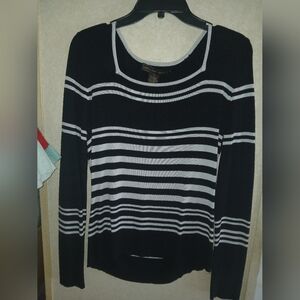 Black and White Striped Long Sleeve Top